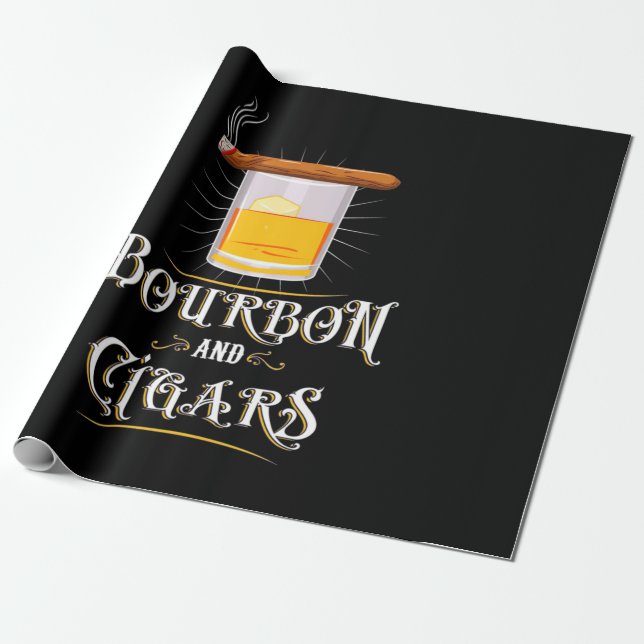 Bourbon And Cigars Wrapping Paper (Unrolled)