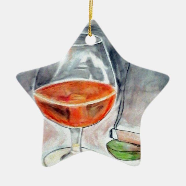 Bourbon and Smoke Ceramic Ornament (Front)