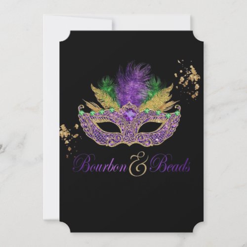 Bourbon  Beads Mardi Gras Party Invitation