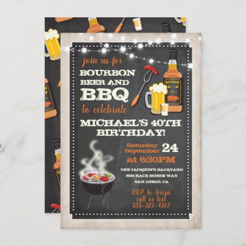 Bourbon Beer  BBQ Party Invitations