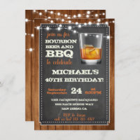 Bourbon Beer & BBQ Party Invitations