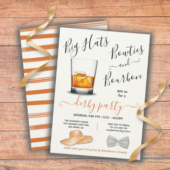 Bourbon Big Hats & Bowties Derby Party Invitation by McBooboo at Zazzle