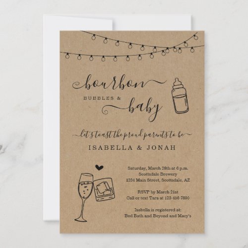 Bourbon Bubbles and Baby Shower Invitation