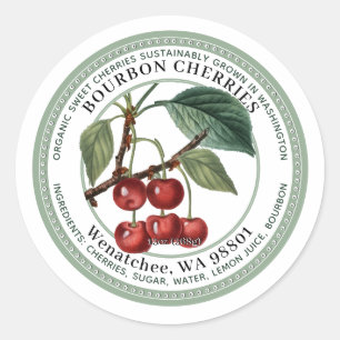 Bourbon Cherries Label with Vintage Cherry