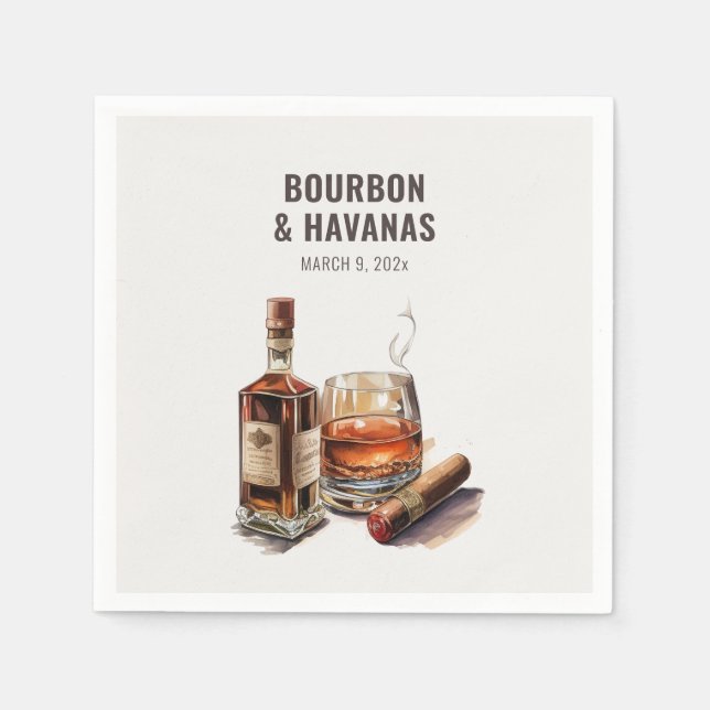 Bourbon Cigar Bachelor Party Napkins (Front)