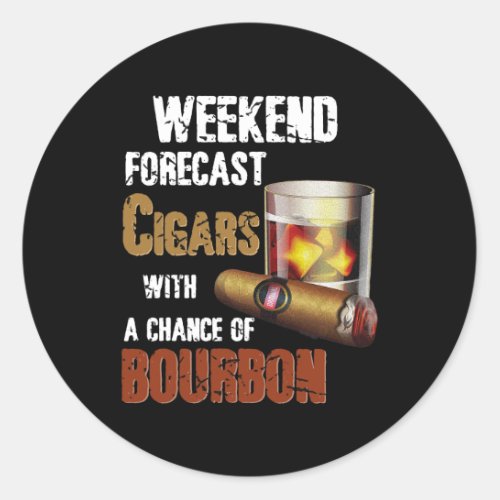 Bourbon Cigar Lover Cigars Smokers Whiskey Drinkin Classic Round Sticker