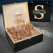 Bourbon Decanter Set with 4 Square Glasses (Front)