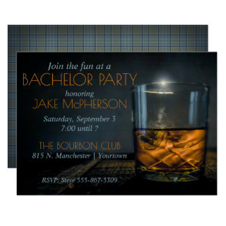 Bourbon Gentleman Plaid Bachelor Invitation