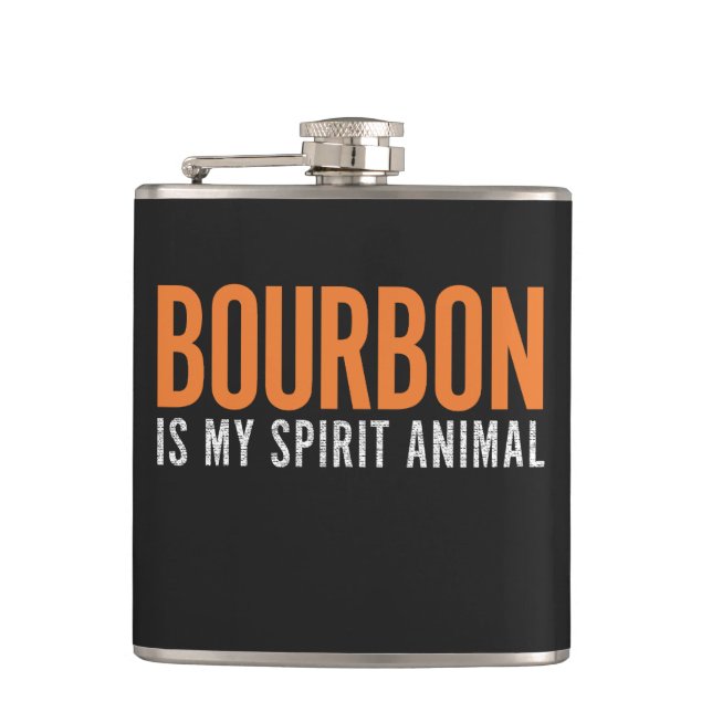 Bourbon Is My Spirit Animal Vintage American Flask (Front)