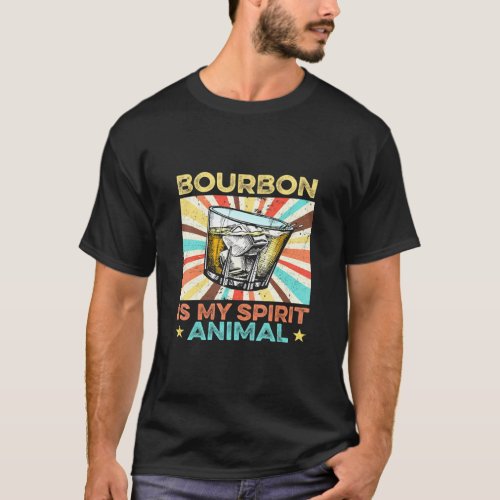 Bourbon Is My Spirit Animal Whiskey Drinker Vintag T_Shirt