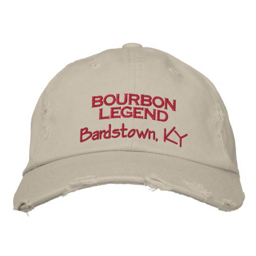 Bourbon Legend Bardstown KY red on stone Embroidered Baseball Cap