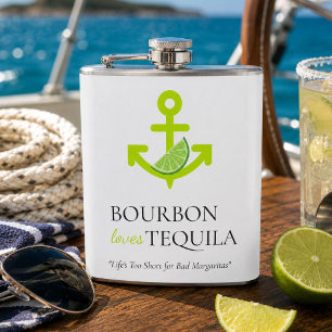 Bourbon Loves Tequila Anchor Lime Margarita Sail Flask