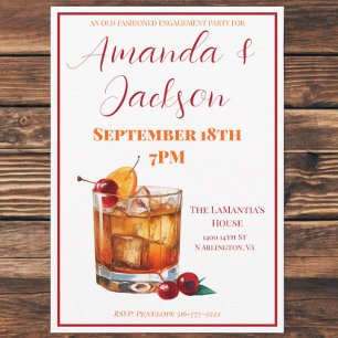 Bourbon Old Fashioned Engagement Party Cocktail  Invitation