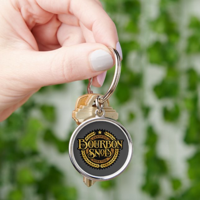 Bourbon Snob - funny whiskey drinker Keychain (Hand)