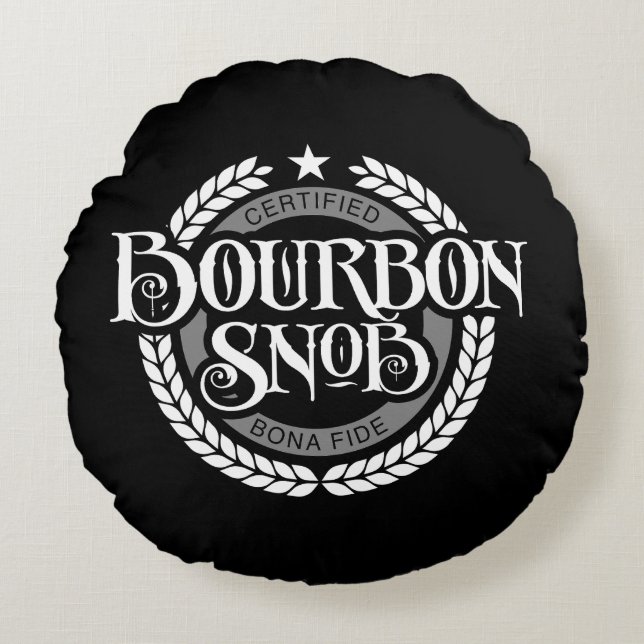 Bourbon Snob - funny whiskey drinker Round Pillow (Front)