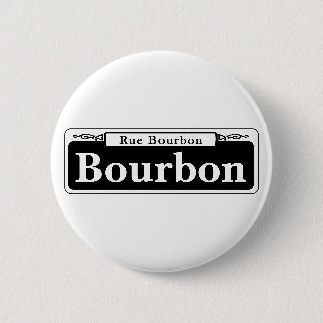 Bourbon St., New Orleans Street Sign Pinback Button (Front)