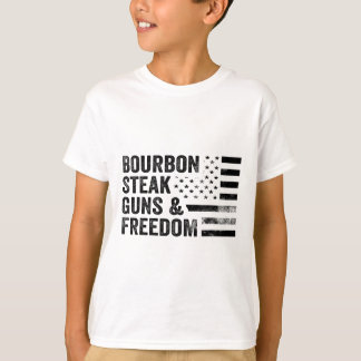 Bourbon Steak Guns And Freedom Usa Flag Whiskey Pa T-Shirt
