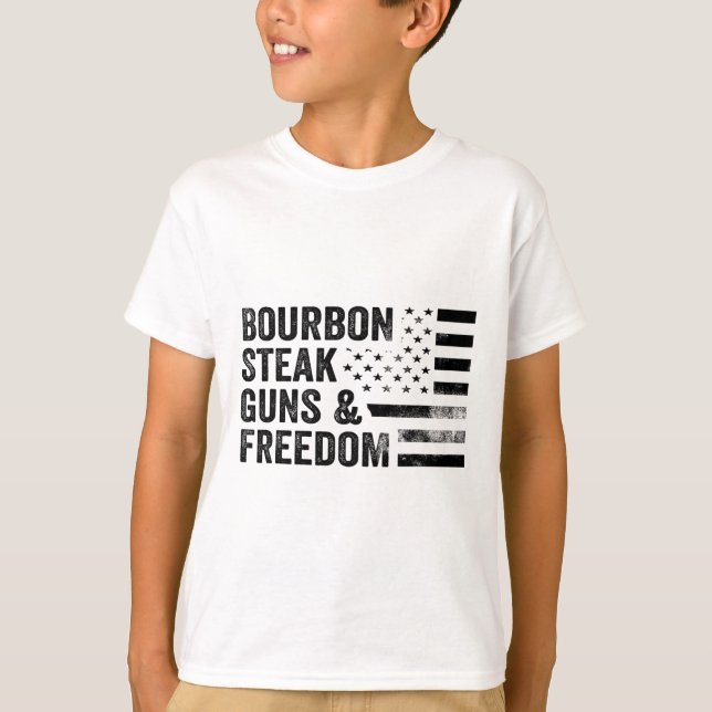 Bourbon Steak Guns And Freedom Usa Flag Whiskey Pa T-Shirt (Front)