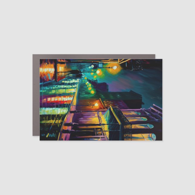 Bourbon Street at Night Art Car Magnet (Front)