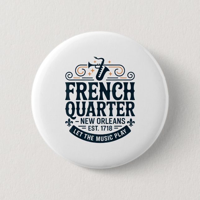 Bourbon Street French Quarter New Orleans Mardi Gr Button (Front)