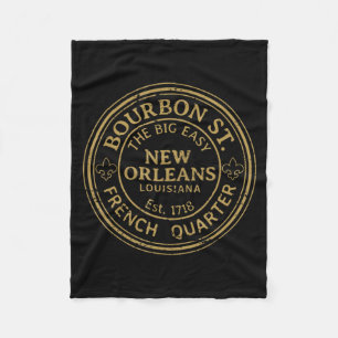 Bourbon Street New Orleans French Quarter Distress Fleece Blanket