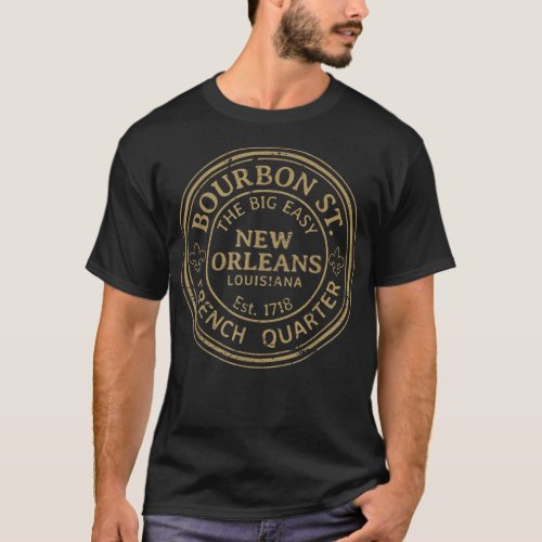 Bourbon Street New Orleans French Quarter Distress T_Shirt