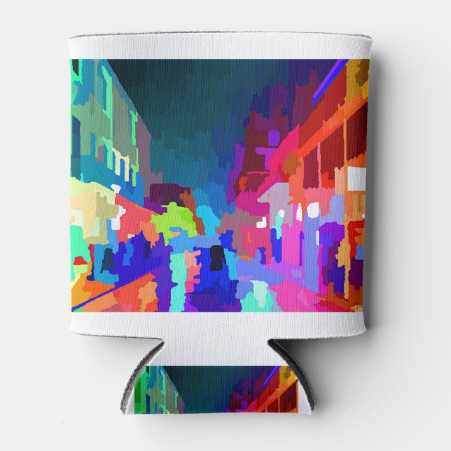 Bourbon Street New Orleans Louisiana by Jon Baran Can Cooler (Front)
