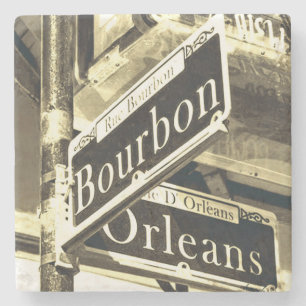 Bourbon Street, New Orleans, Vintage Style Stone Coaster