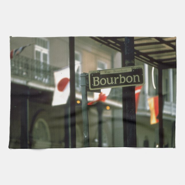 Bourbon Street Sign in New Orleans Towel (Horizontal)