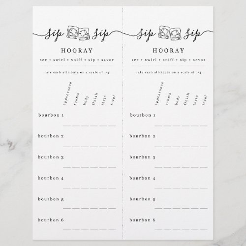 Bourbon Tasting Rating Scorecard Letterhead
