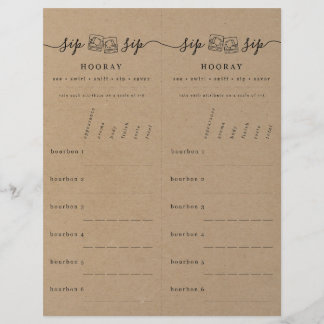 Bourbon Tasting Rating Scorecard on Faux Kraft Letterhead