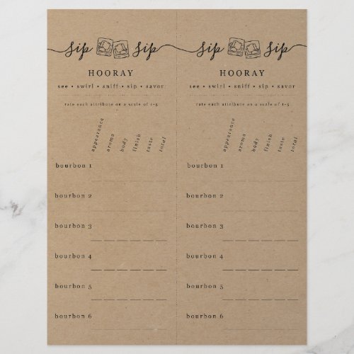 Bourbon Tasting Rating Scorecard on Faux Kraft Letterhead