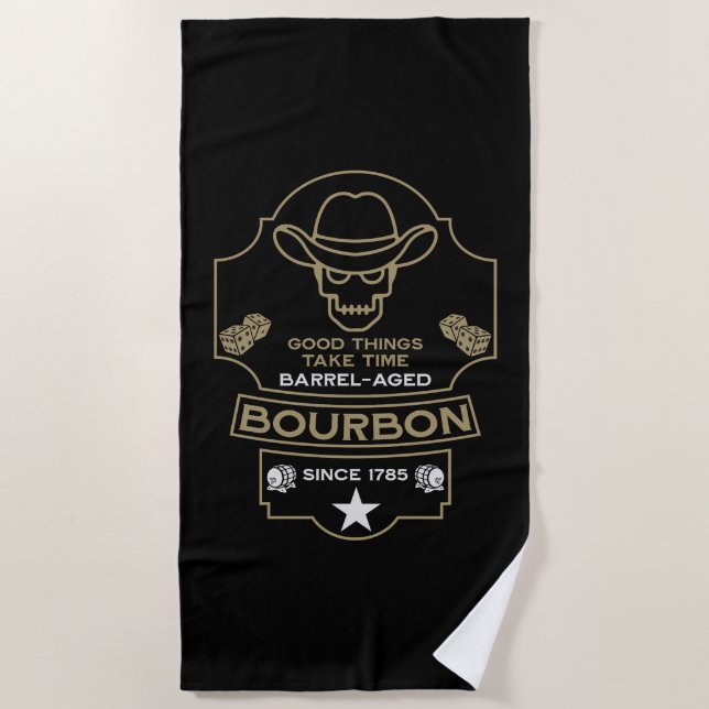 Bourbon Whiskey Art Beach Towel (Front)