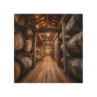 Bourbon whiskey lover barrel Rickhouse Faux Canvas Wood Wall Art