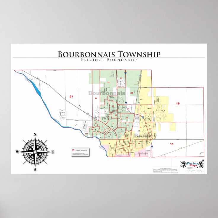 Bourbonnais Township Precinct Map Poster Zazzle