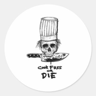 Bourdain Cook Free Or Die Funny Skull Chef Food  Classic Round Sticker