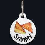 Bourekas Savory Pastry Israeli Food Jewish Cuisine Pet ID Tag<br><div class="desc">Design features an original illustration of a pair of bourekas, a savory pastry popular in Israeli and Jewish cuisine. Often made with puff pastry, bourekas may contain a variety of fillings including feta cheese, mashed potatoes, spinach, eggplant, or mushrooms, and topped with sesame seeds or another type of seasoning. This...</div>
