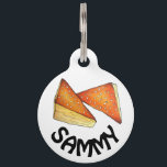Bourekas Savory Pastry Israeli Food Jewish Cuisine Pet ID Tag<br><div class="desc">Design features an original illustration of a pair of bourekas, a savory pastry popular in Israeli and Jewish cuisine. Often made with puff pastry, bourekas may contain a variety of fillings including feta cheese, mashed potatoes, spinach, eggplant, or mushrooms, and topped with sesame seeds or another type of seasoning. This...</div>