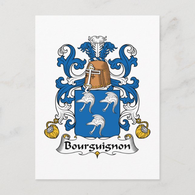 Bourguignon Family Crest Postcard (Front)
