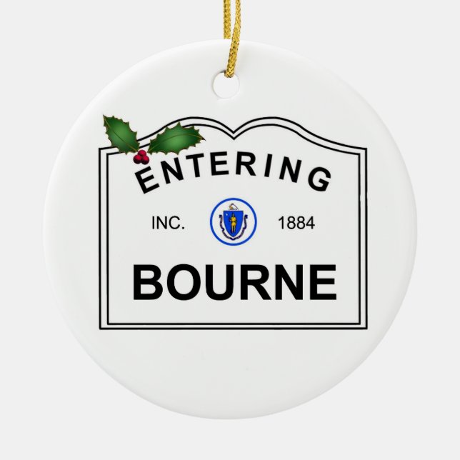Bourne MA Ceramic Ornament (Front)