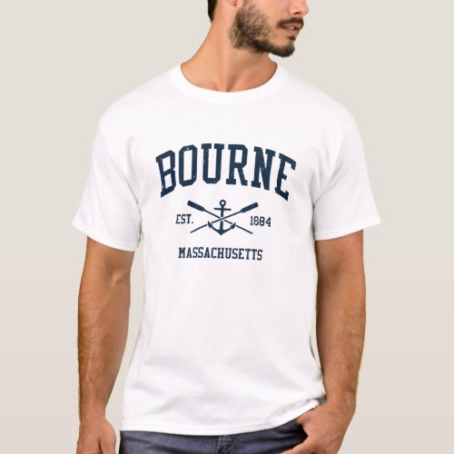 Bourne MA Vintage Navy Crossed Oars  Anchor T_Shirt