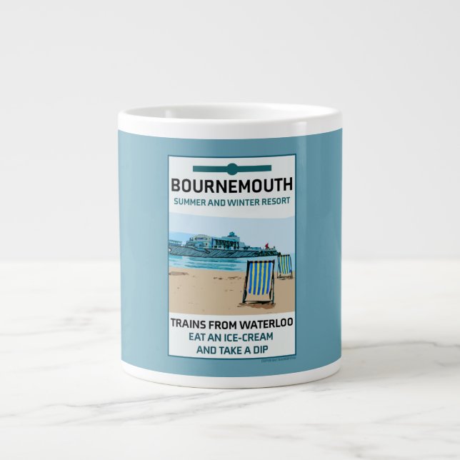 Bournemouth Vintage Retro Seaside   Giant Coffee Mug (Front)