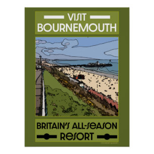 Bournemouth Vintage Retro Seaside Poster