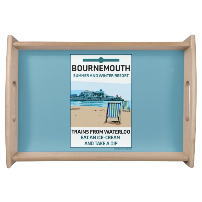Bournemouth Vintage Retro Seaside  Serving Tray (Front)