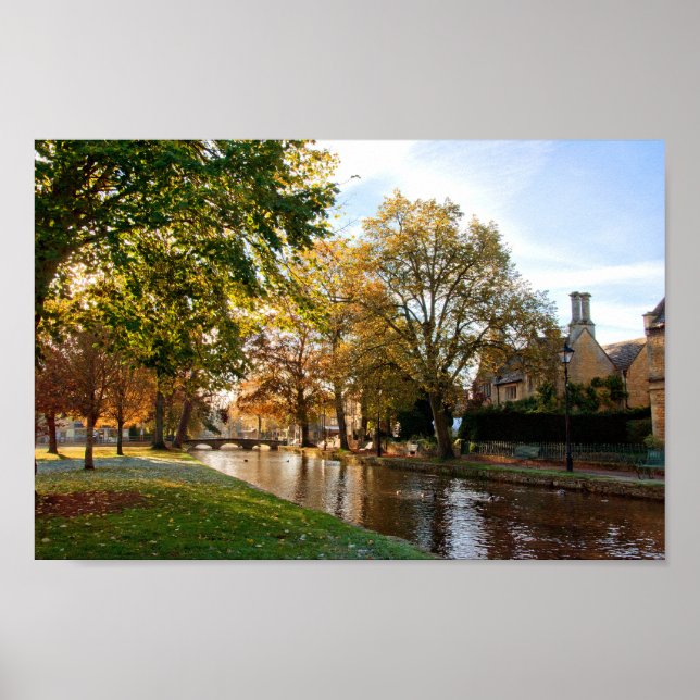 Bourton on the Water Autumn Trees Cotswolds UK Poster (Front)