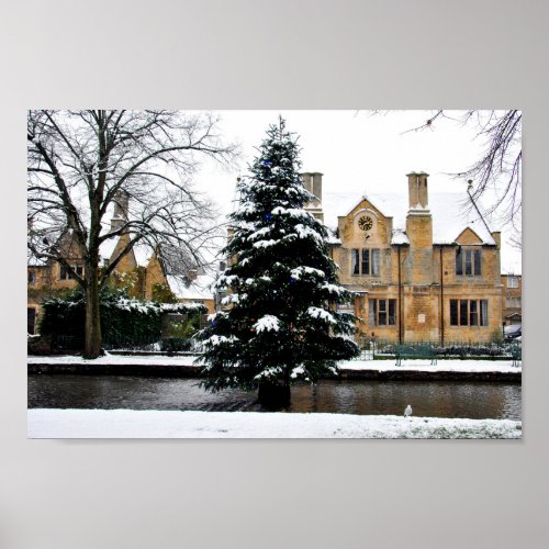 Bourton on the Water Christmas Tree Cotswolds Poster
