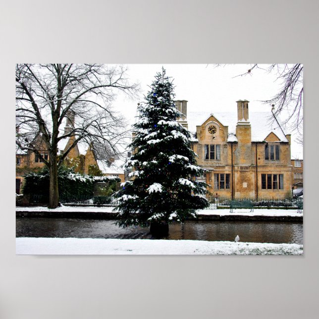 Bourton on the Water Christmas Tree Cotswolds Poster (Front)
