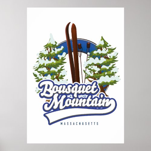 Bousquet Mountain Massachusetts Ski logo  Poster