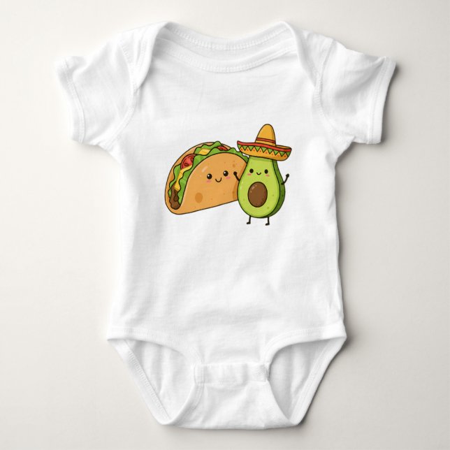 Bout Cute Funny Avocado & Taco  Baby Bodysuit (Front)