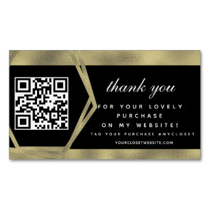 Boutique Beauty Business Thank You Gold QR  Card Magnet